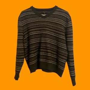 Club Room Vintage 90s Striped V-Neck Sweater